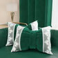 Coussin décoratif nœud en velours avec volant et dentelle rebrodée 40x50 cm, coussin de canapé émeraude By Sissy