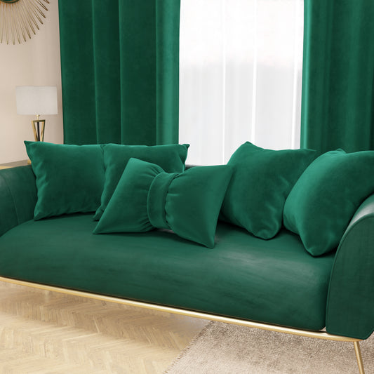 Cuscino Arredo Fiocco in Velluto 40x50 cm, Cuscino divano Smeraldo