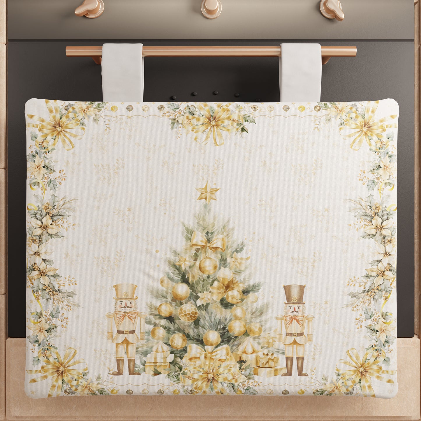 Housse de Four de Noël pour Cuisine en Impression Numérique Xmas Or