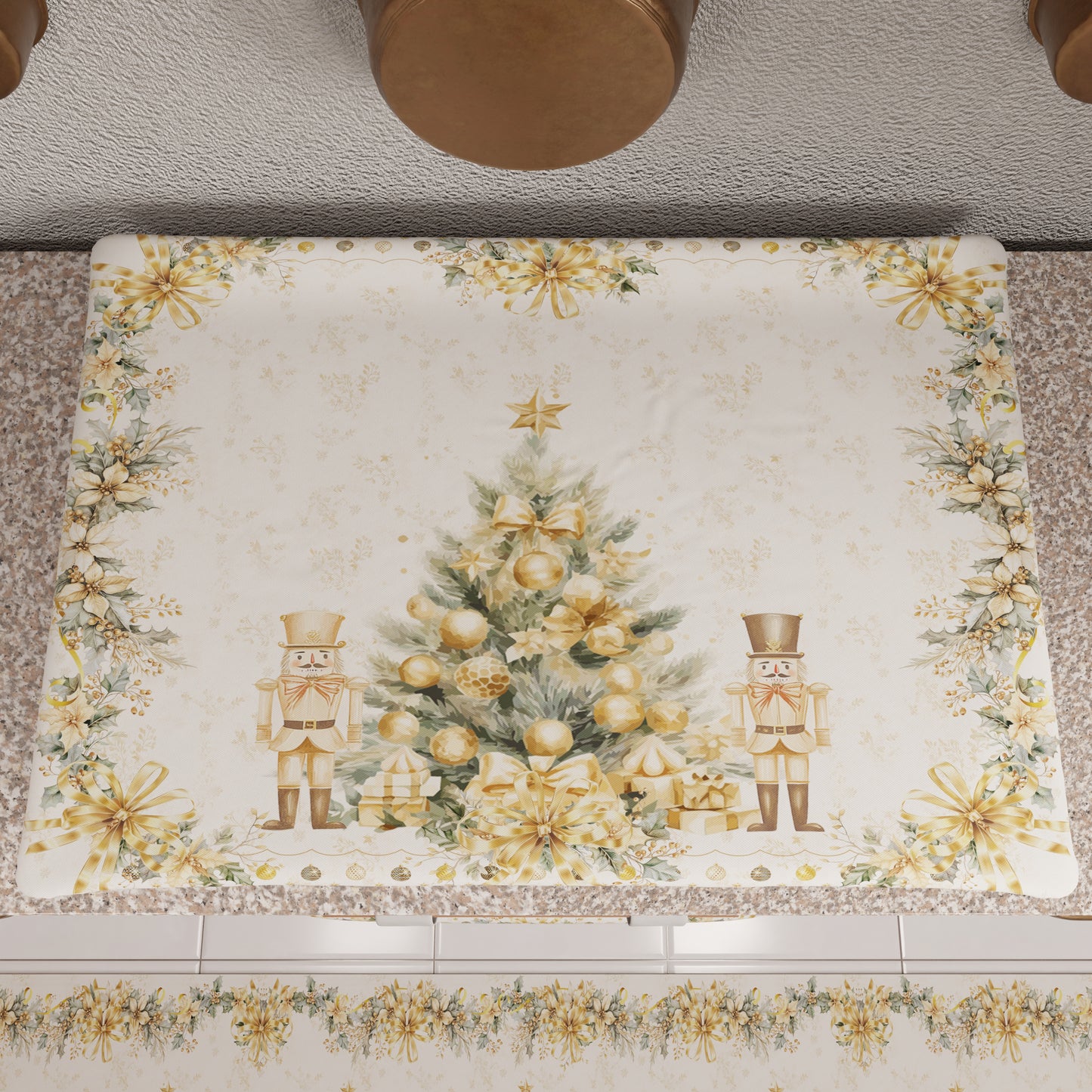 Protection de plaque de cuisson de Noël en impression numérique Xmas Or