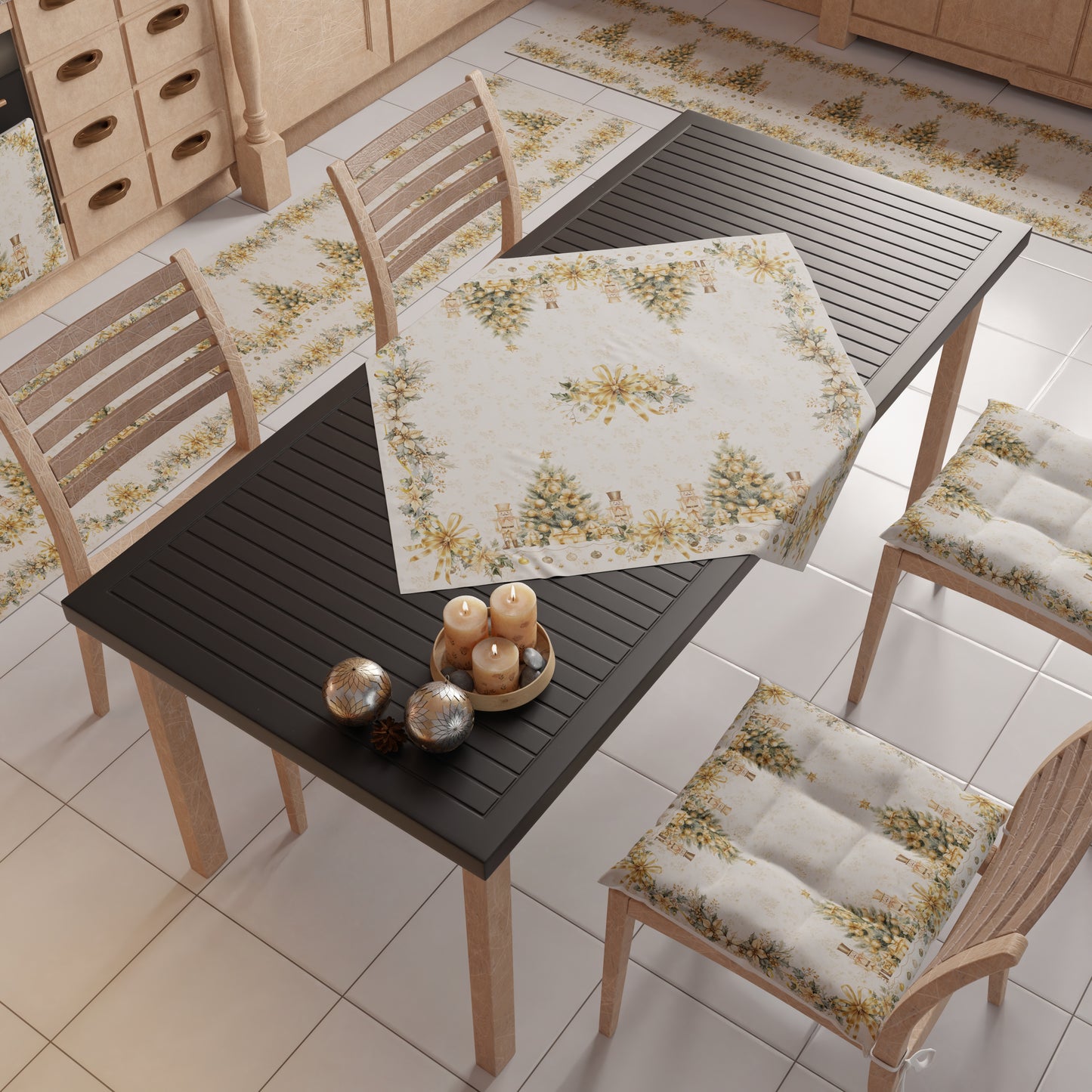 Centrotavola Natalizio per Cucina in Stampa Digitale Xmas Gold