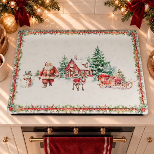 Protection de plaque de cuisson de Noël en impression numérique Xmas Terre du Père Noël