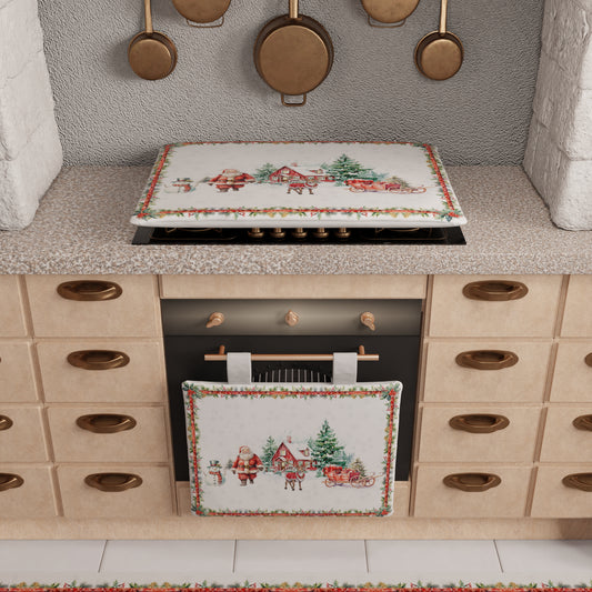 Housse de Four de Noël pour Cuisine en Impression Numérique Xmas Terre du Père Noël