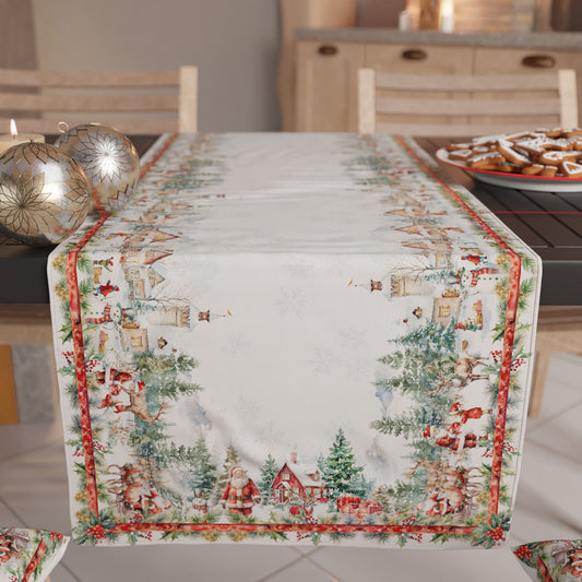 Chemin de table de Noël, Chemin de table de Noël, Nappe chemin de table de Noël, Chemin de table de cuisine Xmas Terre du Père Noël