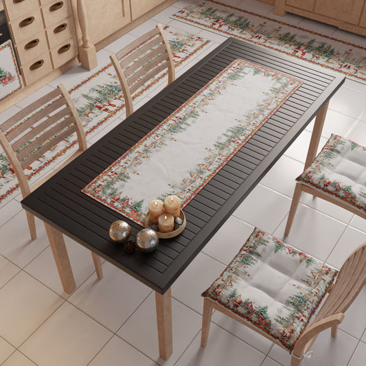 Chemin de table de Noël, Chemin de table de Noël, Nappe chemin de table de Noël, Chemin de table de cuisine Xmas Terre du Père Noël