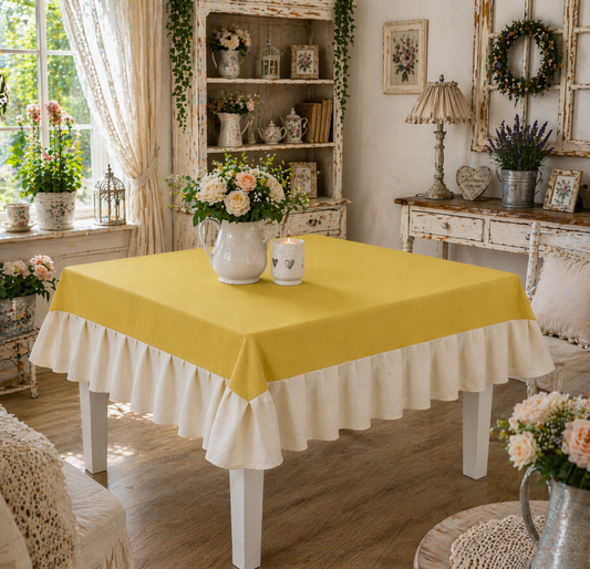 Tovaglia da Tavola Waterproof con Volant Giallo