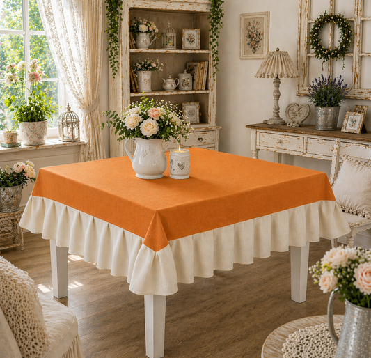 Tovaglia da Tavola Waterproof con Volant Arancione
