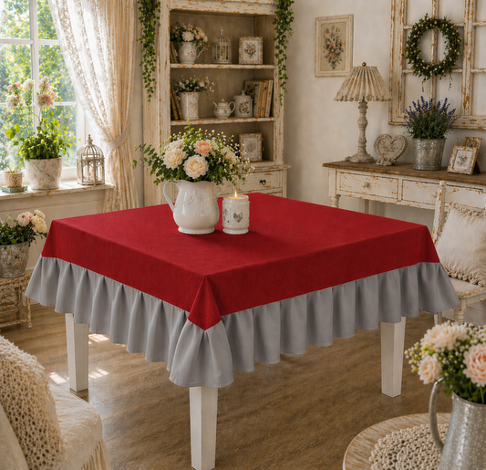 Tovaglia da Tavola Waterproof con Volant Bordeaux