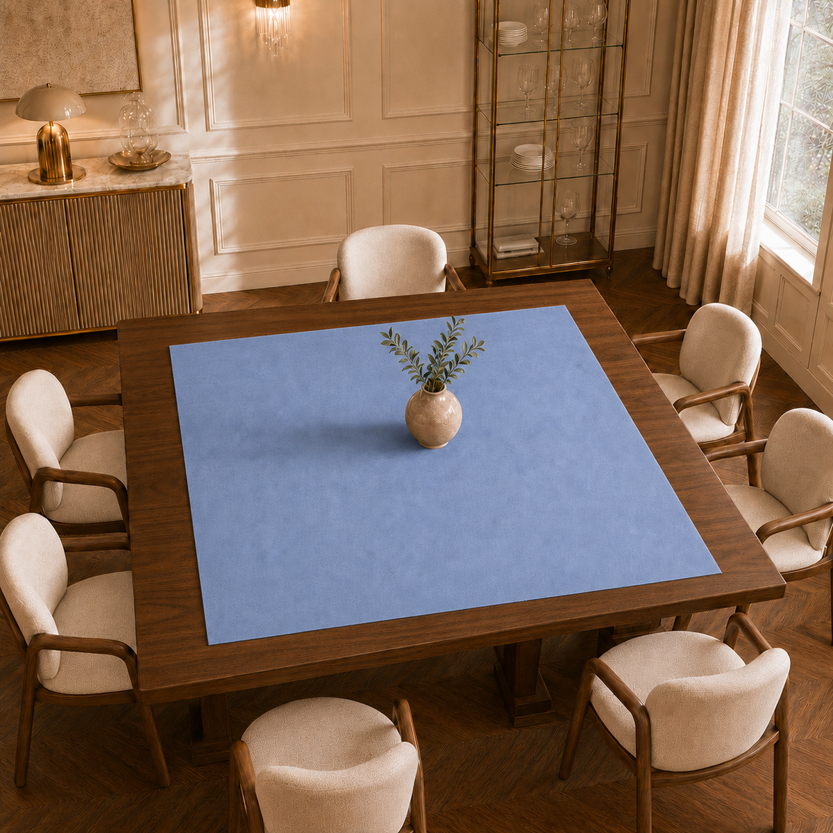 Centrotavola effetto velluto Carta da Zucchero, 90 × 90 cm — vista dall’alto