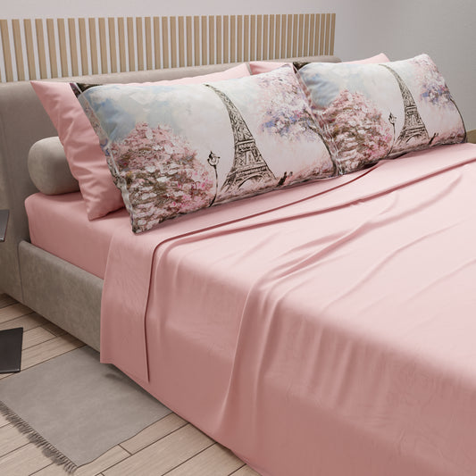 Lenzuola in Cotone, Completo Letto con Federe in Stampa Digitale Paris, Parigi Torre Eiffel