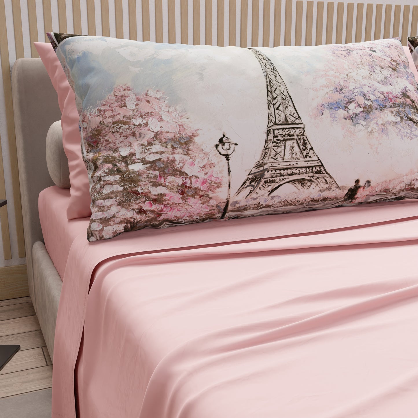 Draps en Coton, Parure de Lit avec Taies d'Oreiller en Impression Numérique Paris, Tour Eiffel de Paris