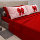 Lenzuola in Cotone, Completo Letto con Federe in Stampa Digitale Fiocco Rosso