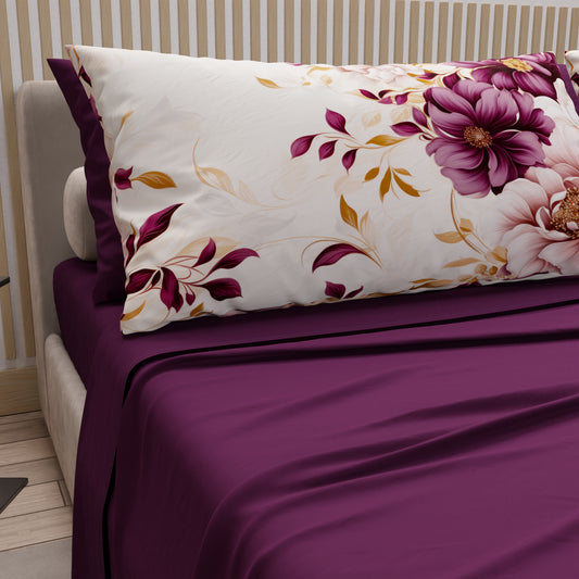 Draps en Coton, Parure de Lit avec Taies d'Oreiller en Impression Numérique Dalian