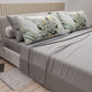 Draps en Coton, Parure de Lit avec Taies d'Oreiller en Impression Digitale Fleur Sauge