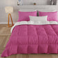 Couette matelassée double, simple, une place et demie, Fuchsia Blanc