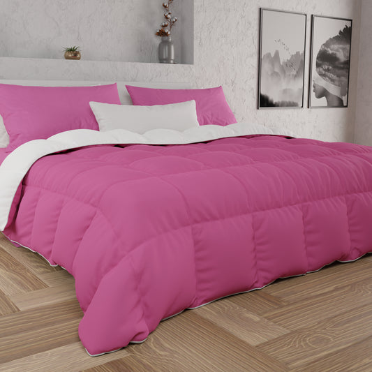 Piumone Trapunta Matrimoniale, Singola, Piazza e Mezza, Fucsia Bianco