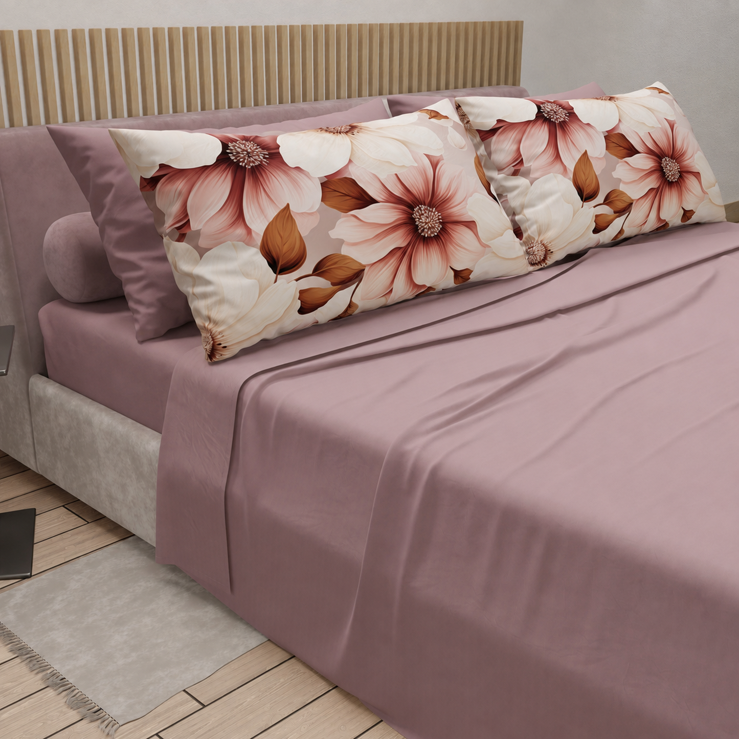 Completo letto PETTI Petalo 02 Cipria Scuro – vista angolata