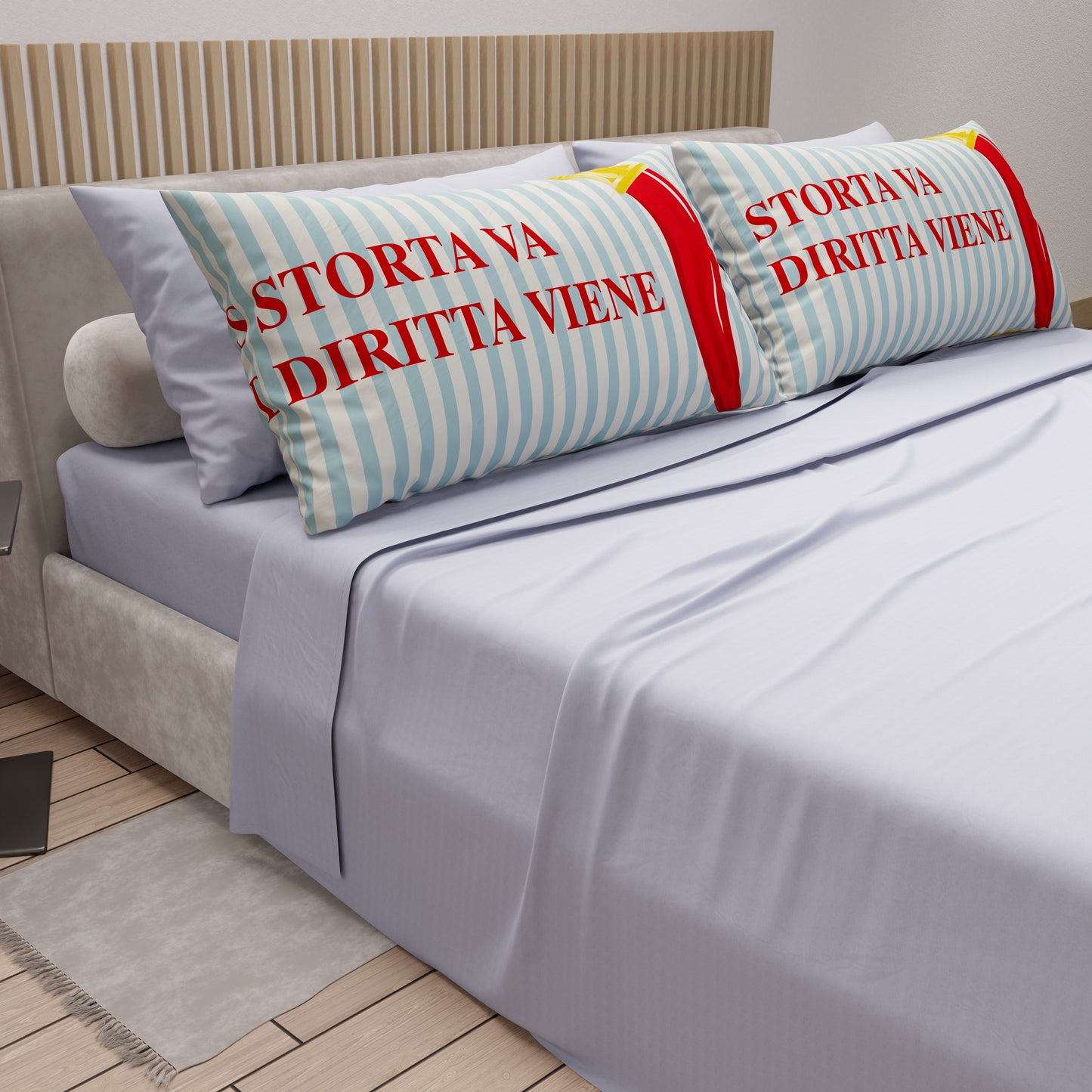 Lenzuola in Cotone, Completo Letto con Federe in Stampa Digitale Bella Napoli Corniciello