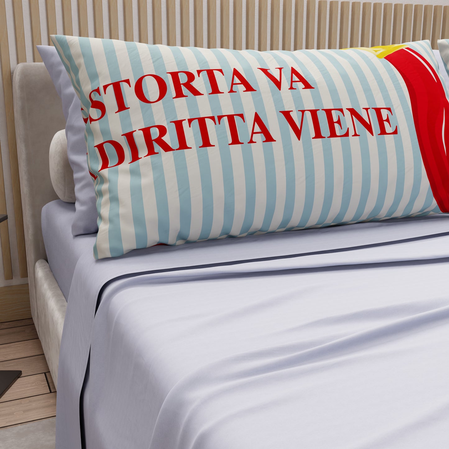 Lenzuola in Cotone, Completo Letto con Federe in Stampa Digitale Bella Napoli Corniciello
