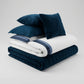 Set Velluto Blu-Trapuntino+Lenzuola+Federe+Cuscini Arredo