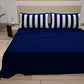 Lenzuola in Cotone, Completo Letto con Federe in Stampa Digitale Righe Bianco/Blu Notte