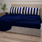 Lenzuola in Cotone, Completo Letto con Federe in Stampa Digitale Righe Bianco/Blu Notte