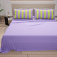 Lenzuola in Cotone, Completo Letto con Federe in Stampa Digitale Righe Verde Chiaro/Lilla.