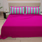 Lenzuola in Cotone, Completo Letto con Federe in Stampa Digitale Righe Tiffany/Fucsia