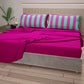 Lenzuola in Cotone, Completo Letto con Federe in Stampa Digitale Righe Tiffany/Fucsia