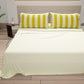 Lenzuola in Cotone, Completo Letto con Federe in Stampa Digitale Righe Giallo Ocra/Panna