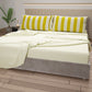 Lenzuola in Cotone, Completo Letto con Federe in Stampa Digitale Righe Giallo Ocra/Panna
