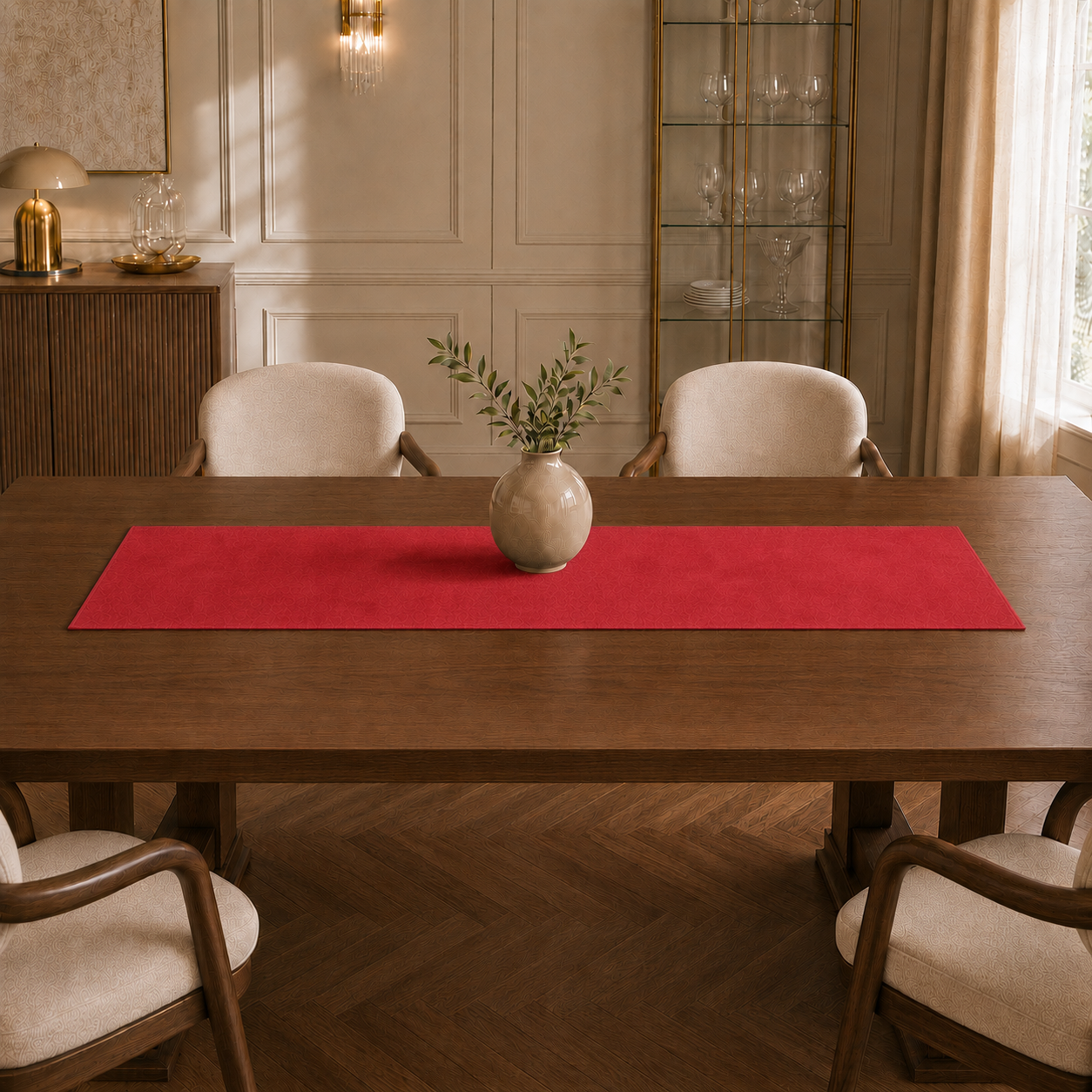 Runner da tavola effetto velluto Rosso, 40 × 140 cm — vista ambientata