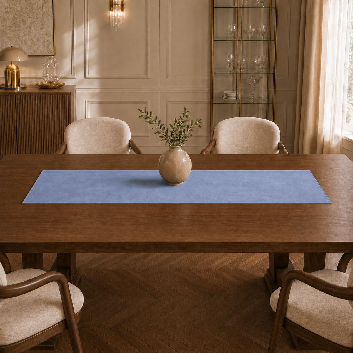 Runner da tavola effetto velluto Carta da Zucchero, 40 × 140 cm — vista ambientata