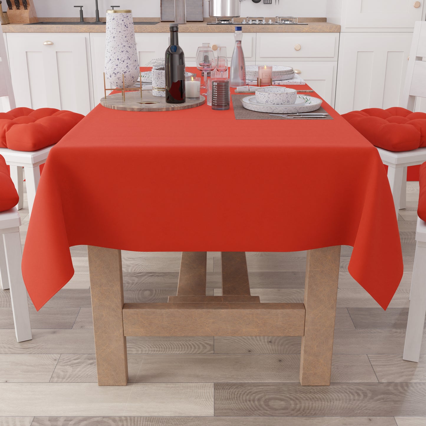 Tovaglia da Tavola in Cotone, Tovaglia Tinta Unita Rosso