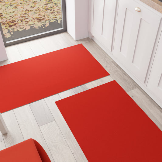 Tapis de Cuisine Couloir Cuisine Uni Rouge