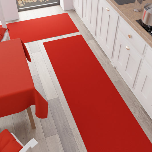 Tapis de Cuisine Couloir Cuisine Uni Rouge