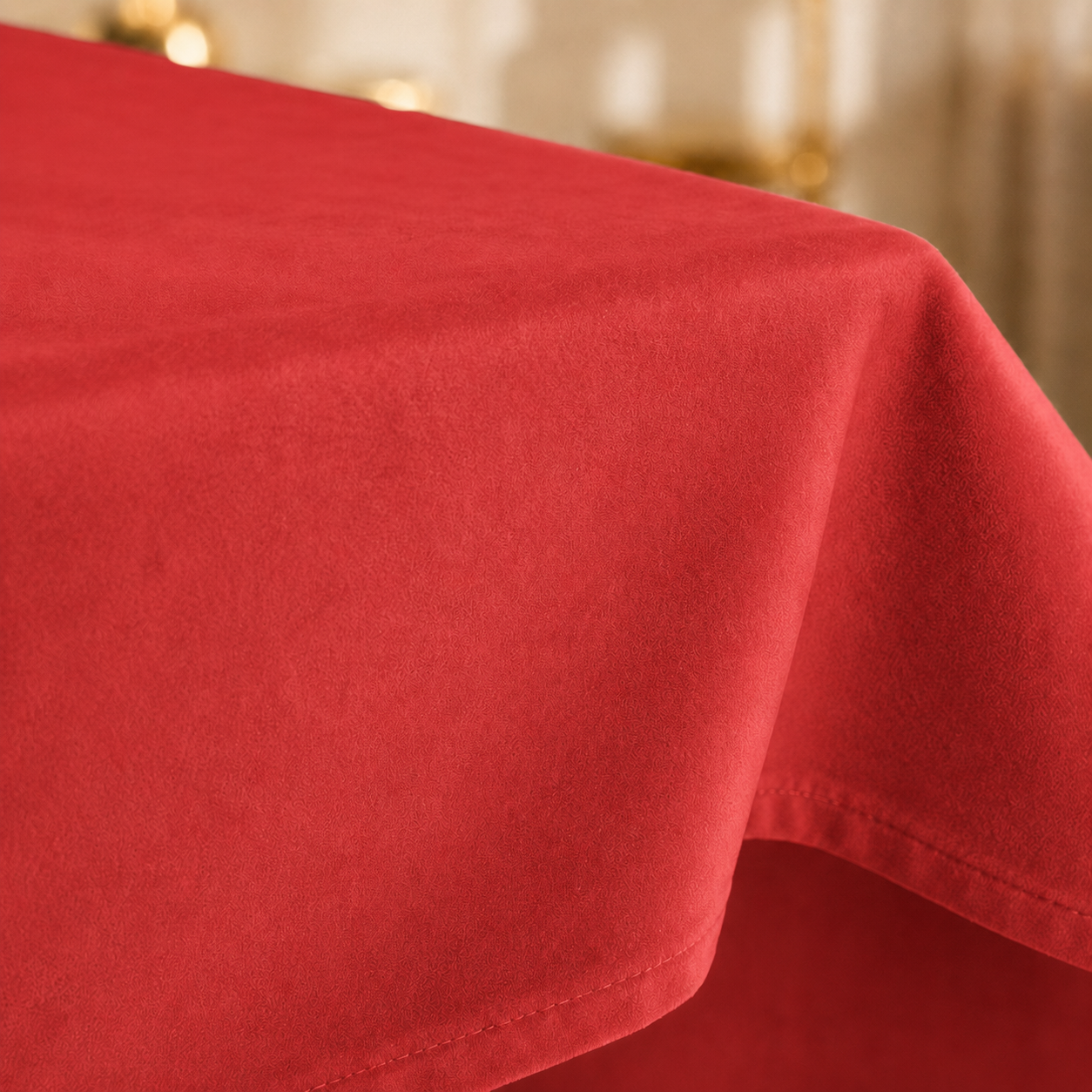 Tovaglia effetto velluto Rosso, dettaglio tessuto e cucitura