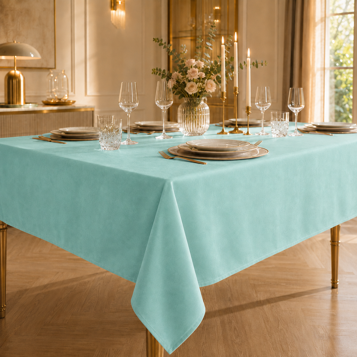 Tovaglia effetto velluto Tiffany, cena al tramonto