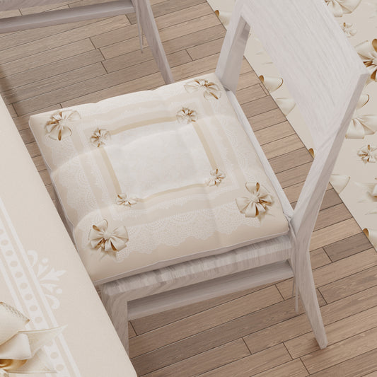 Cuscini per Sedie Cucina 6 Pezzi Fiocco Beige Stampa Digitale 4K Made in Italy | PETTI