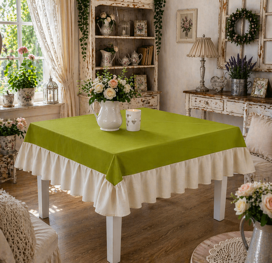 Tovaglia da Tavola Waterproof con Volant Verde Chiaro