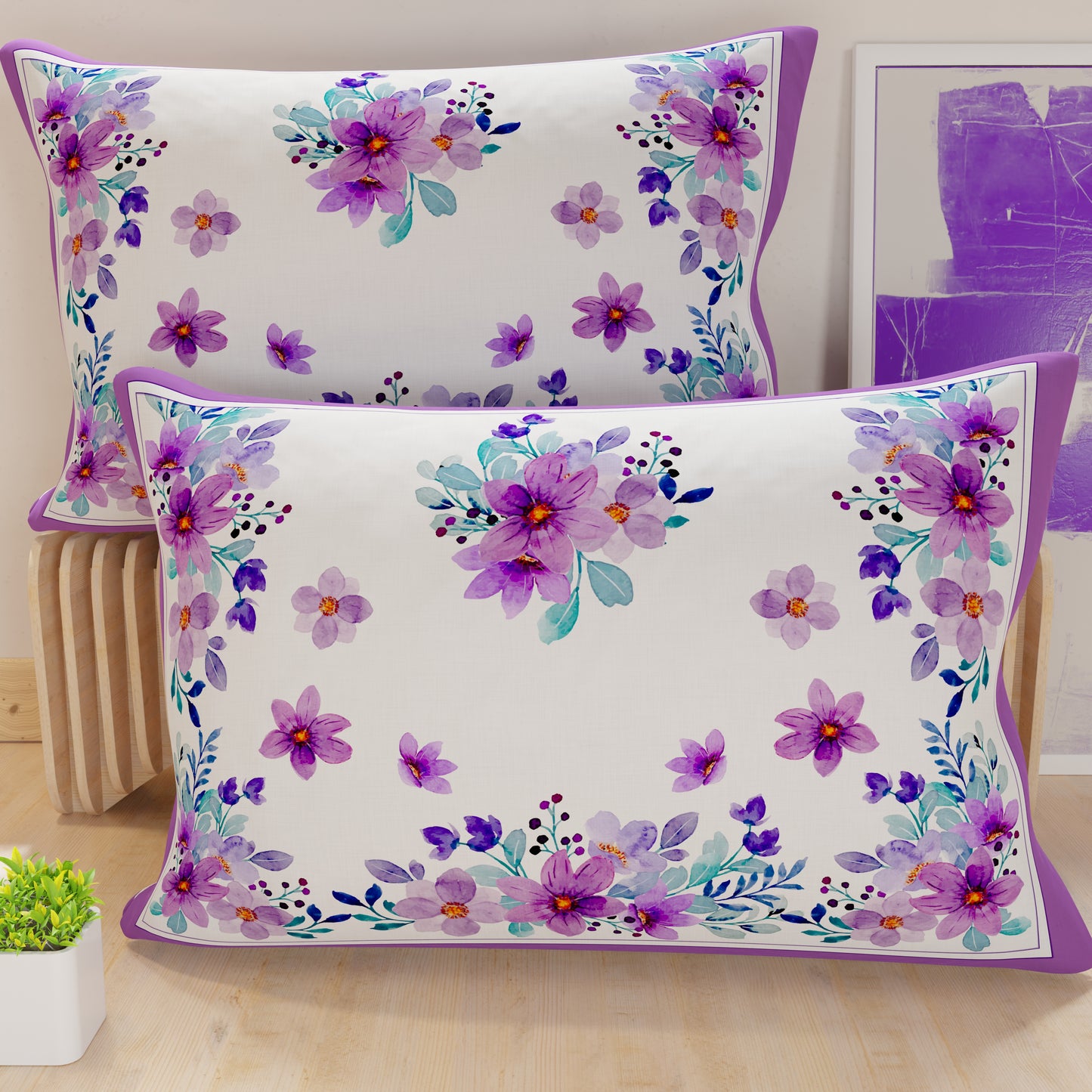 Taies d'oreiller, Taies d'oreiller en impression numérique, Floral Violet