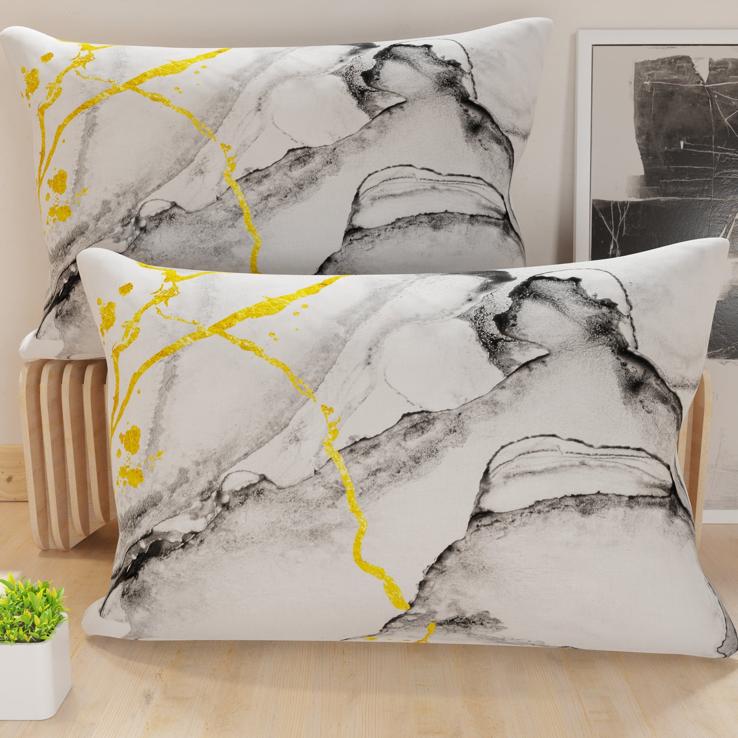 Taies, Taies de coussin en impression numérique, Marble 06 Gris clair