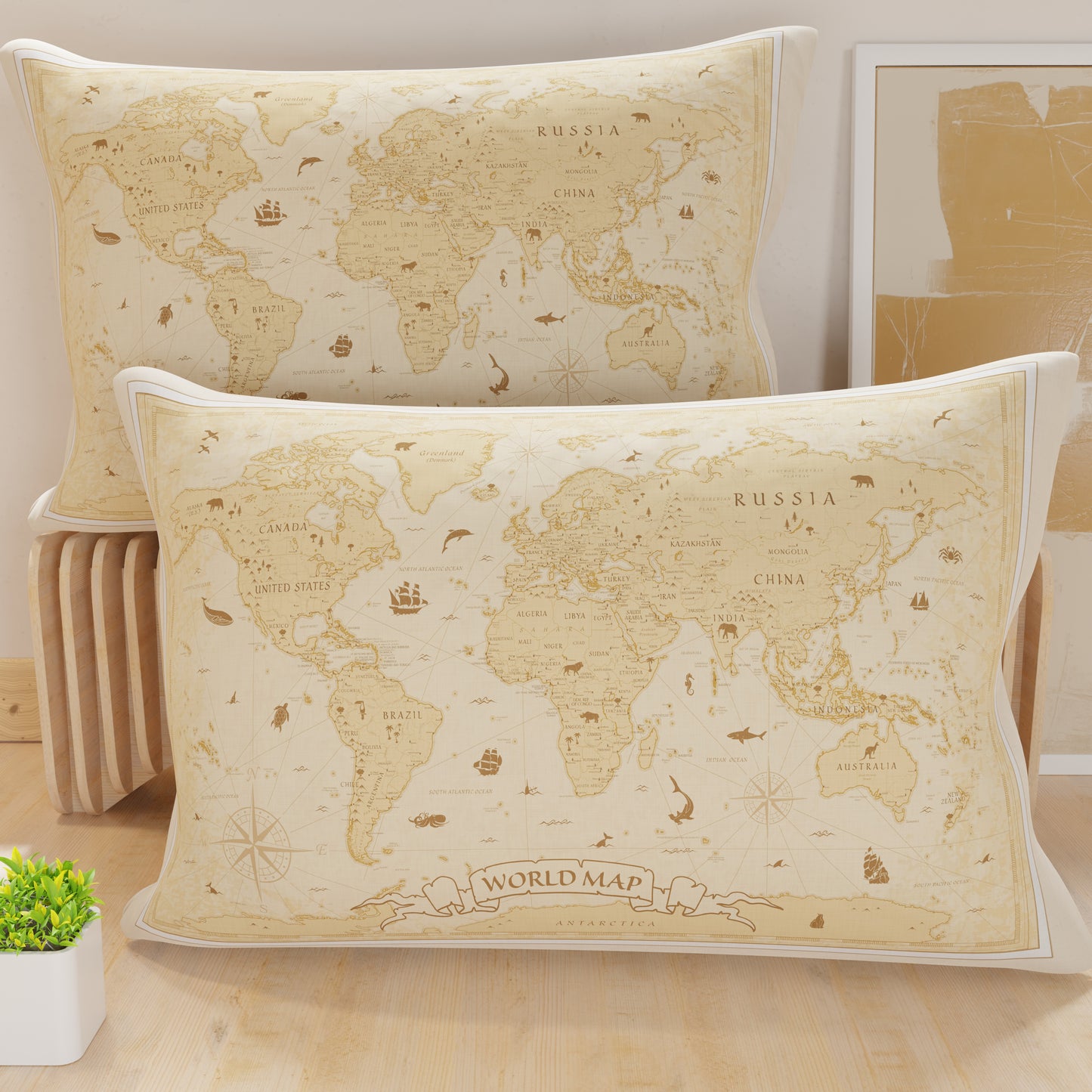 Federe, Federe Cuscini in Stampa Digitale, World Beige
