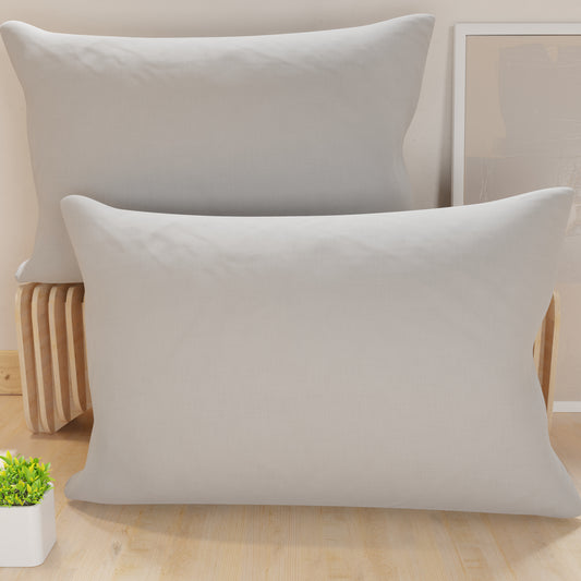 Federe, Coppia Federe, Copricuscini, 100% Microfibra Anallergica, Grigio Chiaro