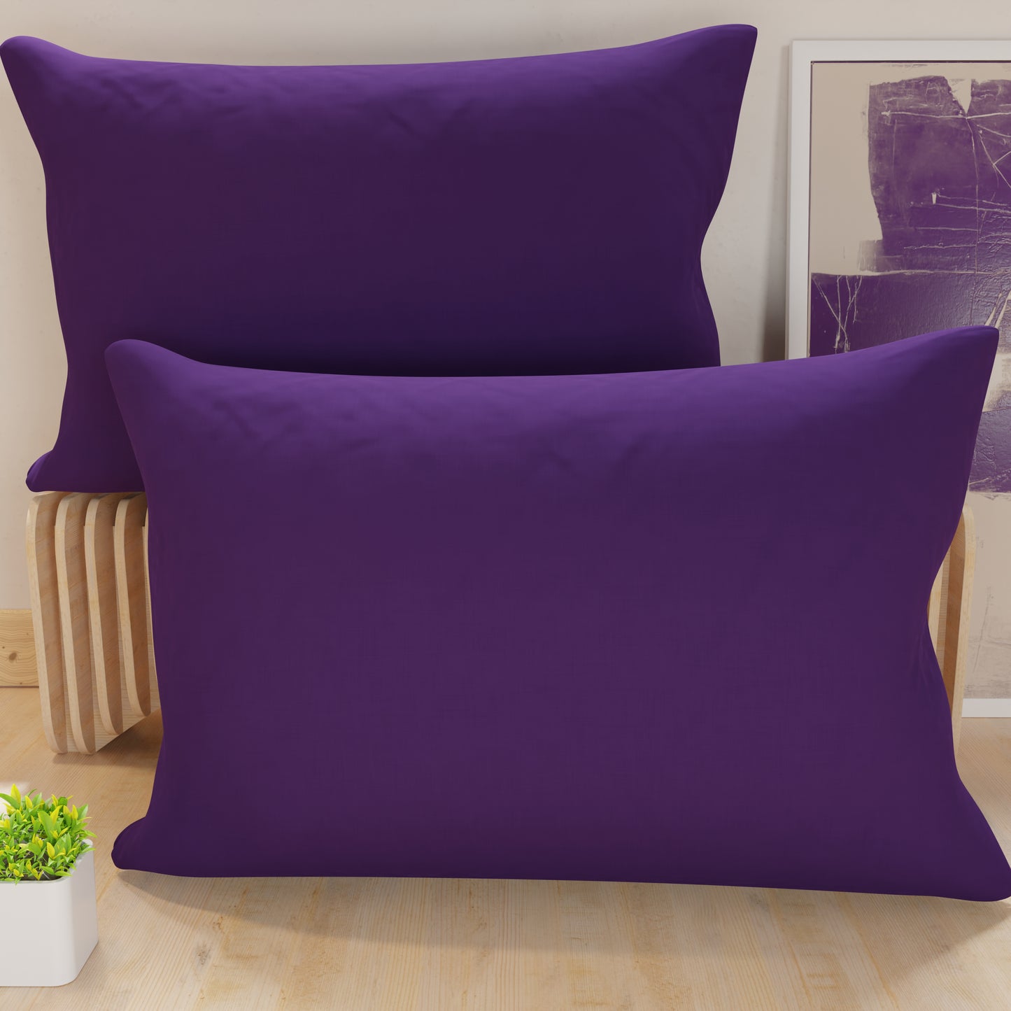 Federe, Coppia Federe, Copricuscini, 100% Microfibra Anallergica, Viola