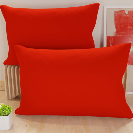 Federe, Coppia Federe, Copricuscini, 100% Microfibra Anallergica, Rosso