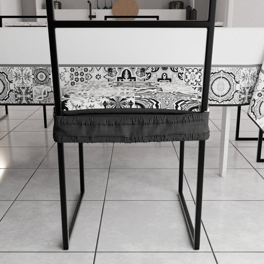 Coprisedia con Elastico Vietri-02 Nero | Stampa 4K | Set 2 o 6 Pz