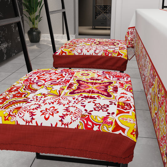 Coprisedia con Elastico Vietri-02 Rosso | Stampa 4K | Set 2 o 6 Pz