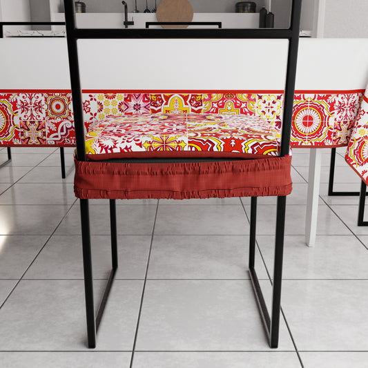 Coprisedia con Elastico Vietri-02 Rosso | Stampa 4K | Set 2 o 6 Pz