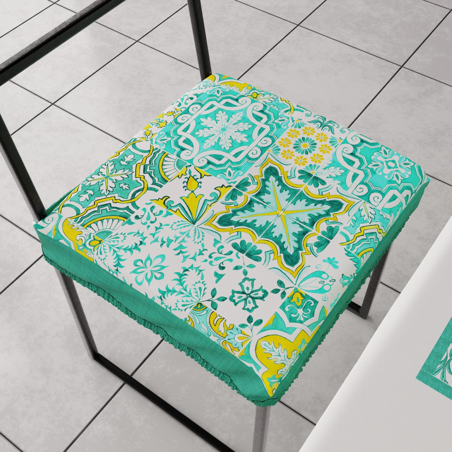 Coprisedia con Elastico Vietri-02 Verdeacqua | Stampa 4K | 2 o 6 Pz